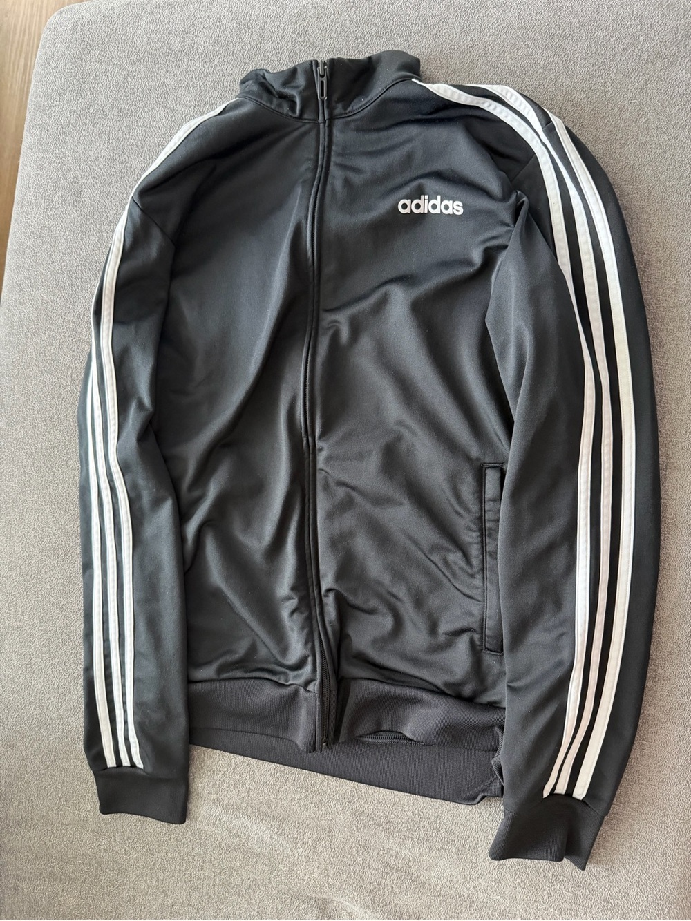 adidas Black Track Jacket with White 3-Stripes